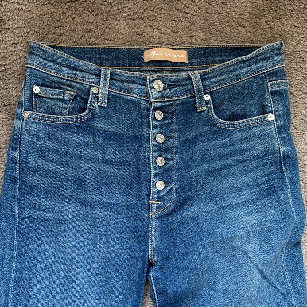 7 For All Mankind Luxe Vintage Jeans High-Rise Button-Fly Women's Jeans - Blue